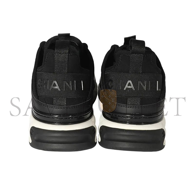 CHANEL BLACK SUEDE AND FABRIC CC LOW TOP SNEAKERS G35618 Y53646 94305 